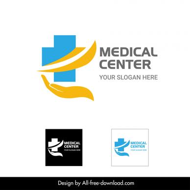  medical center logotype medical cross hand curves sketch