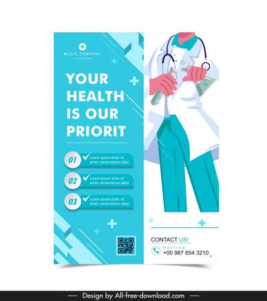 medical center poster template elegant bright doctor sketch