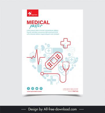 medical center poster template flat medical symbols elements