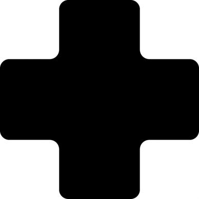 medical cross sign icon flat symmetric silhouette sketch