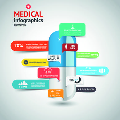medical elements infographics vector