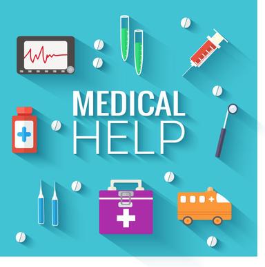 medical help flat icons vector