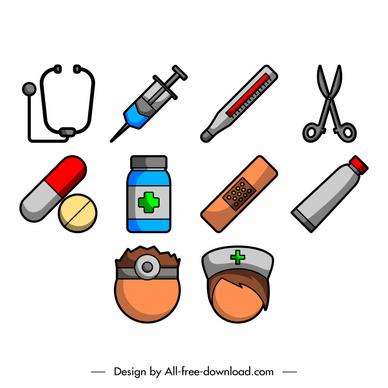 medical icon sets flat tool doctor nurse symbols outline 