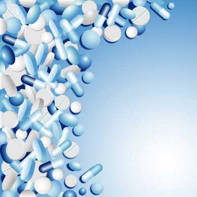 medical tablets with capsules background vector