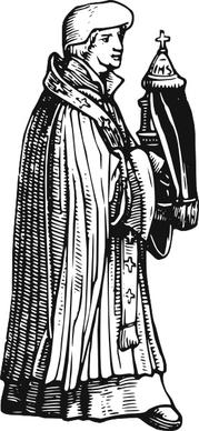 Medieval Priest With Sacrament clip art