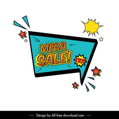 mega sale banner design elements dynamic bursting elements sketch