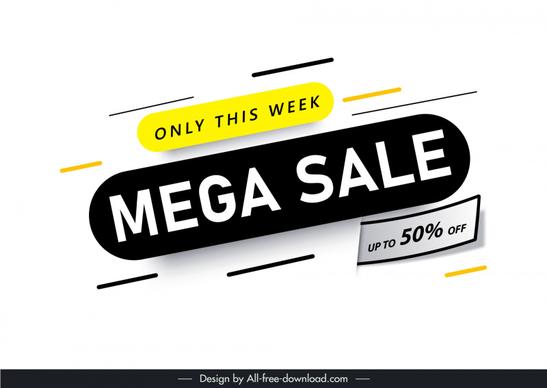 mega sale offer template elegant flat contrast