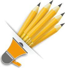 megaphone with pencil background vector