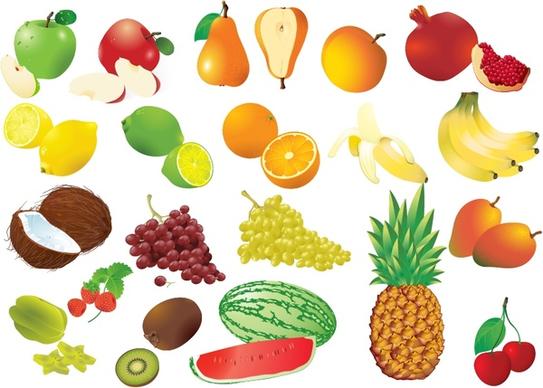 fruits icons collection multicolored 3d design