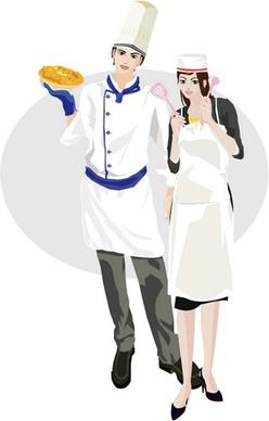 men and women cook vector