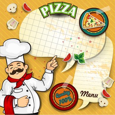 menu and pizza with text paper vector