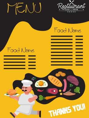 menu background cook food icons classical design