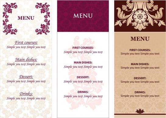 restaurant menu templates elegant decor classic design