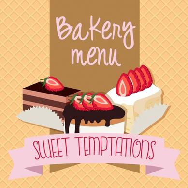 menu cover background 3d strawberry cream cake design
