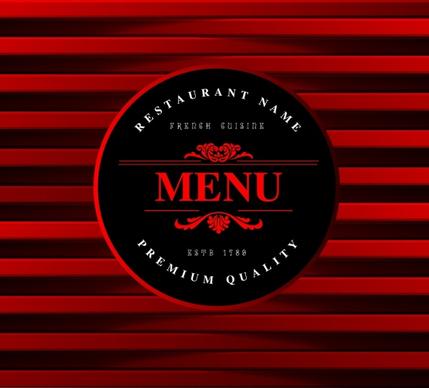 menu cover template red stripes round decoration