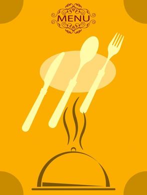 menu cover background dishware icon classical flat sketch
