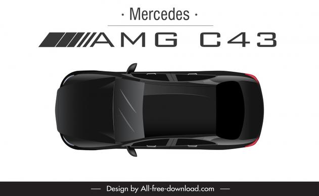 mercedes amg c43 2021 car model icon flat top view sketch modern design