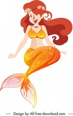 mermaid icon young girl sketch cartoon character