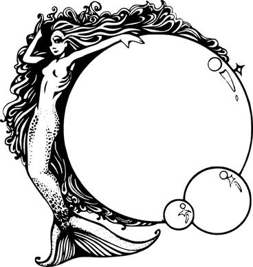 Mermaid With Bubbles clip art