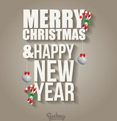merry christmas and happy new year decorative illustration