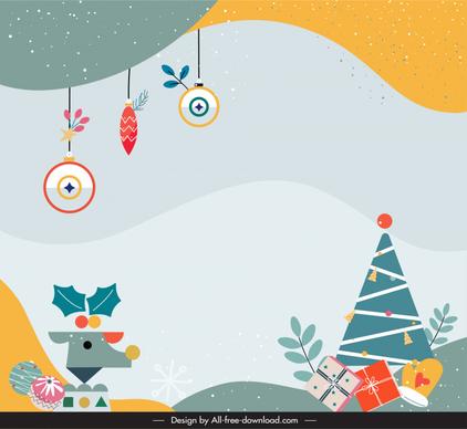 merry christmas backdrop template colorful classic decor elements sketch