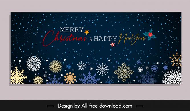 merry christmas banner elegant dark snowflakes decor