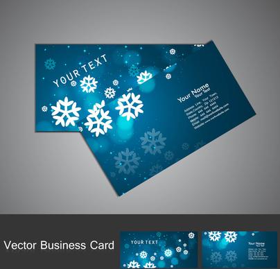 merry christmas business card set blue colorful vector illustration