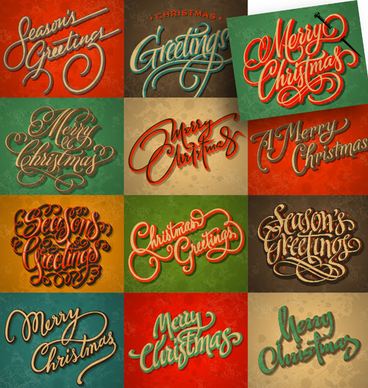 merry christmas calligraphic typographic vector template