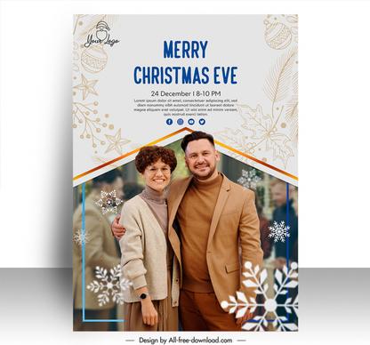 merry christmas eve poster template happy couple xmas elements sketch 