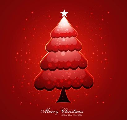 merry christmas tree celebration bright colorful card design vector