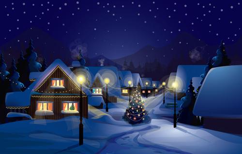 merry christmas winter night designs vector