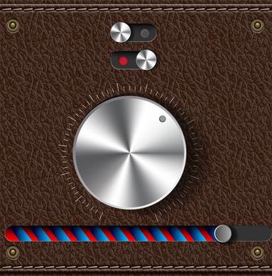 metal button on leather background