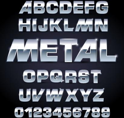 metal texture font design 01 vector