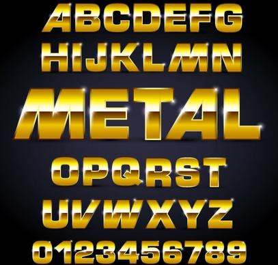 metal texture font design 02 vector