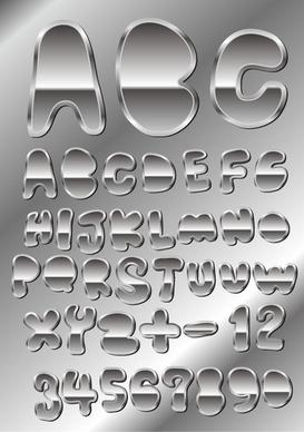 metal texture font design 04 vector