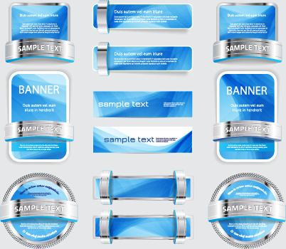 metal with blue web banners and labels vector