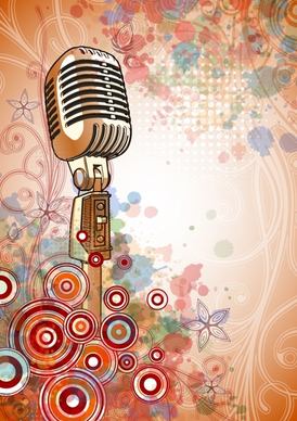 music background microphone flower circles decor classical sketch