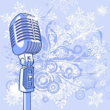 music background microphone icon sparkling 3d sketch