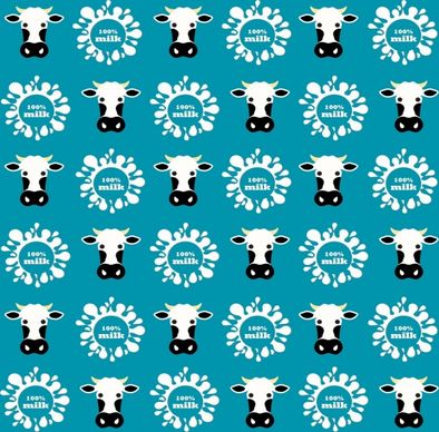 milk advertising background splash cow heads repeating style