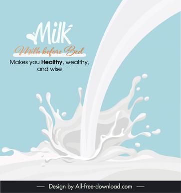 milk advertising banner template dynamic pouring flow liquid sketch 