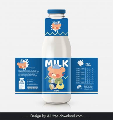 milk bottle packaging template cute cartoon stylized mouse