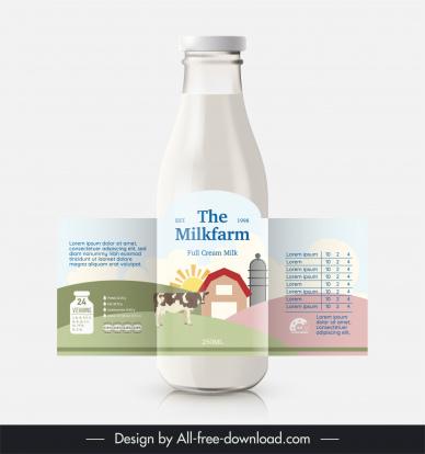 milk bottle packaging template flat cow windmill