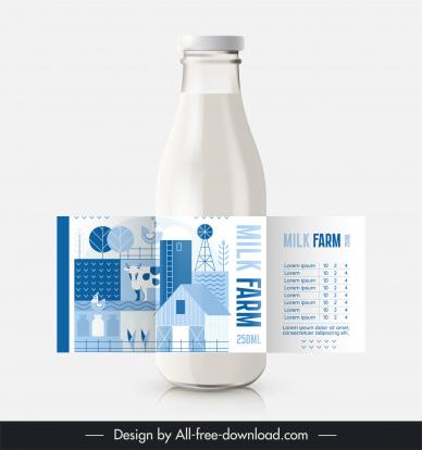 milk bottle packaging template geometry design