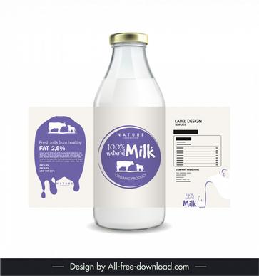 milk bottle packaging template modern elegance contrast
