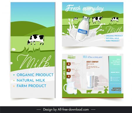 milk brochure template farm scene elements sketch