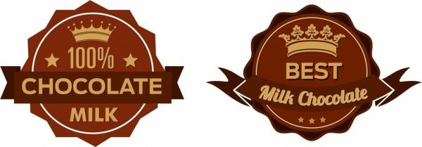 milk chocolate warranty badge icons classical brown design