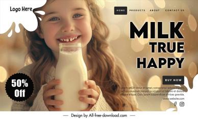 milk discount landing page template cute happy girl