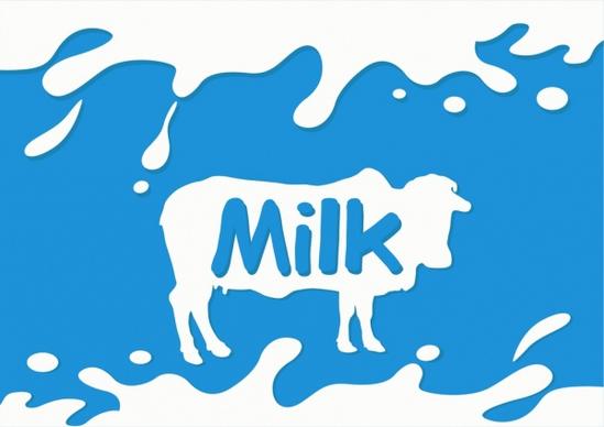 milk promotion banner silhouette cow decoration splashing style