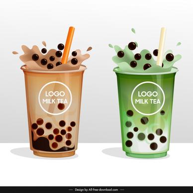 milk tea advertising design elements dynamic modern