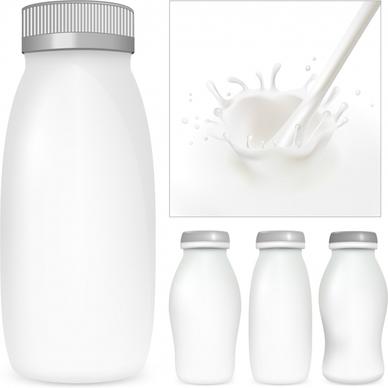 milk advertising banner blank white bottles liquid splash